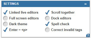 Editor settings preferences